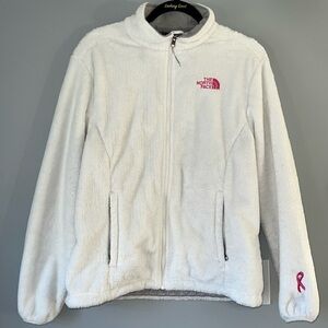 North Face White and Pink Fleece Jacket for Breast Cancer Awareness